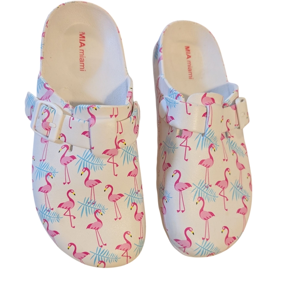 MIA Miami Women's Flamingo Clog Sandals  Pink and Blue‎ Size 6.5